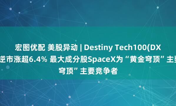 宏图优配 美股异动 | Destiny Tech100(DXYZ.US)逆市涨超6.4% 最大成分股SpaceX为“黄金穹顶”主要竞争者