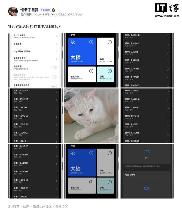 旺润配资 消息称小米15S Pro上线芯片性能面板，可手动调节频率/电压